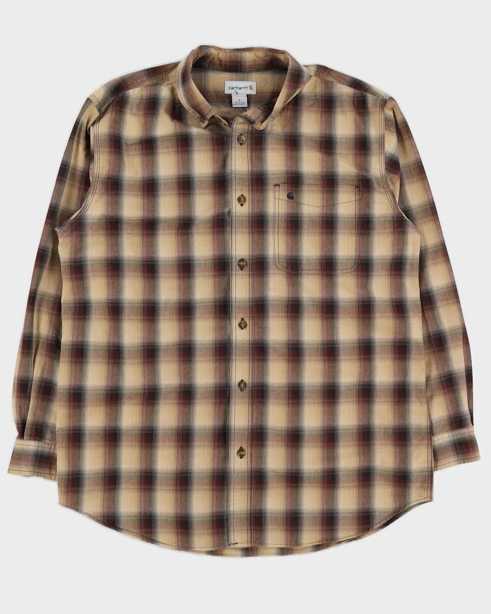 00s Carhartt Beige Checked Long Sleeved Shirt - L