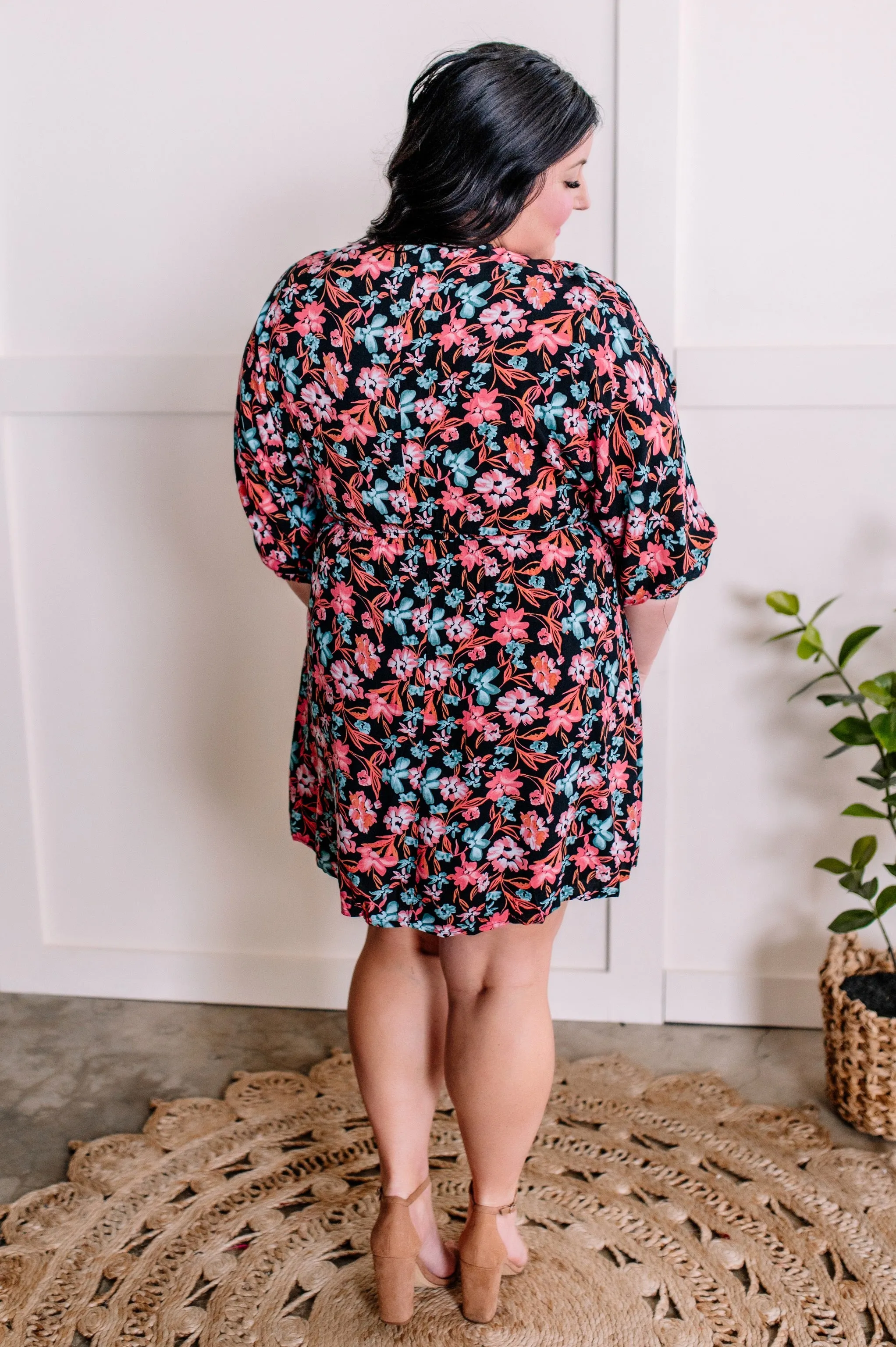 1.17 Emily Wonder Black Floral Dress In Spring Nights