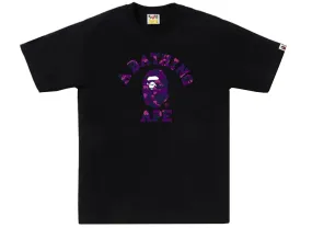 A Bathing Ape Color Camo College Tee in Black/Purple xld