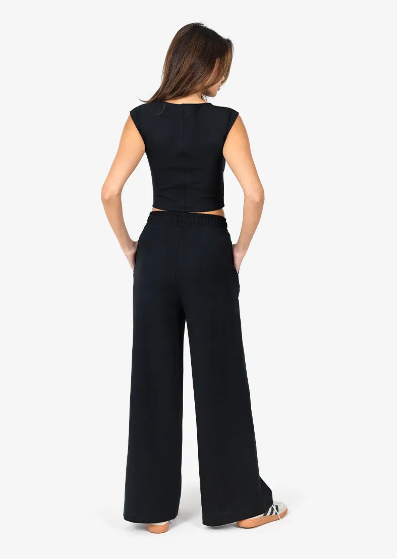 All-Around Lounge Wide Leg Trouser Short length Black