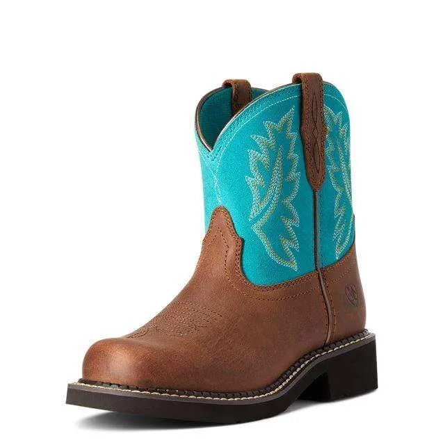 Ariat Kids Fatbaby Heritage Boots Distressed Brown/Turquoise