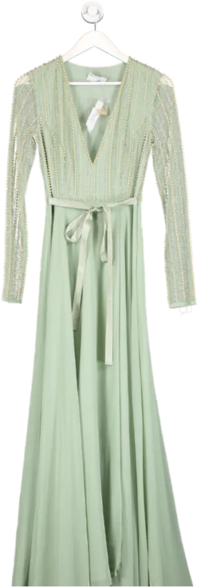 ASOS Green Tall Embellished Maxi Dress UK 8