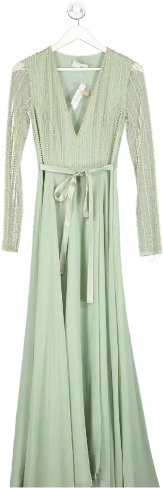 ASOS Green Tall Embellished Maxi Dress UK 8