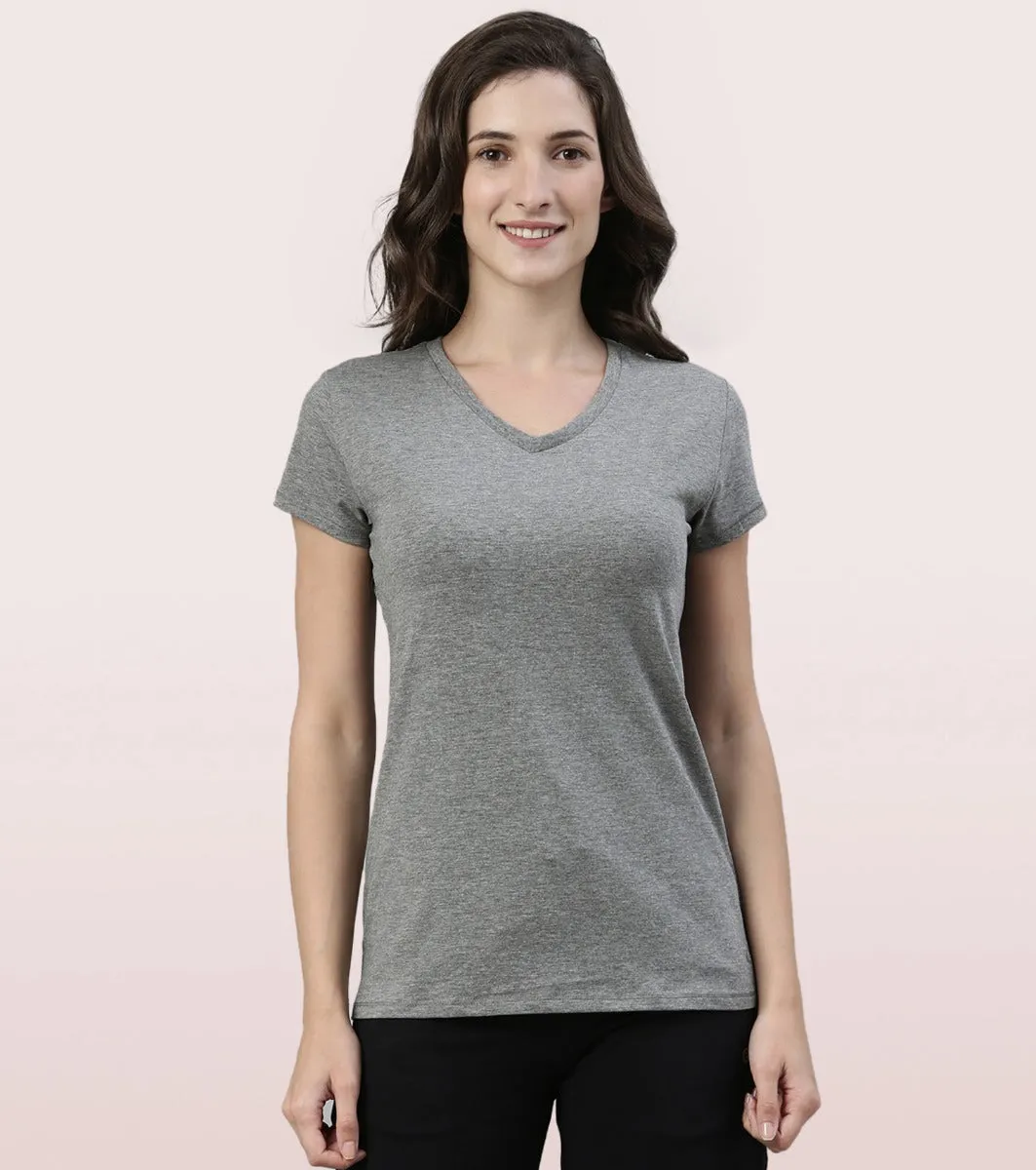 Basic ‘V’ Tee | Short Sleeve ‘V’ Neck Basic Stretch Cotton Tee