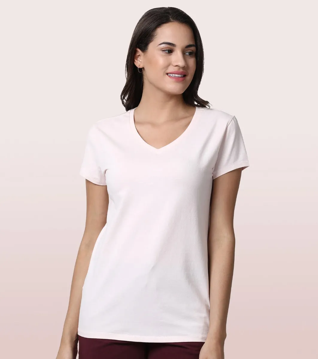 Basic ‘V’ Tee | Short Sleeve ‘V’ Neck Basic Stretch Cotton Tee