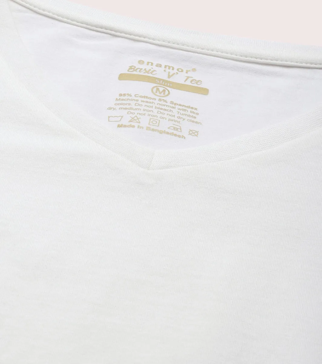 Basic ‘V’ Tee | Short Sleeve ‘V’ Neck Basic Stretch Cotton Tee