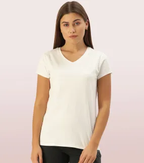 Basic ‘V’ Tee | Short Sleeve ‘V’ Neck Basic Stretch Cotton Tee