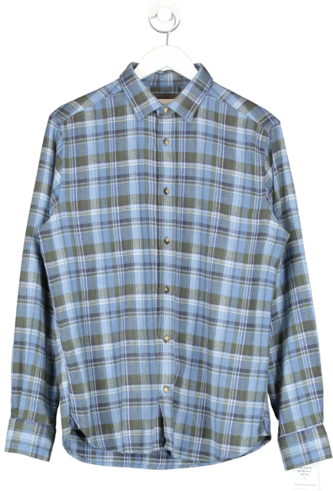 Beaufort & Blake Blue Brushed Cotton Checked Shirt UK M