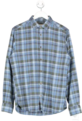 Beaufort & Blake Blue Brushed Cotton Checked Shirt UK M