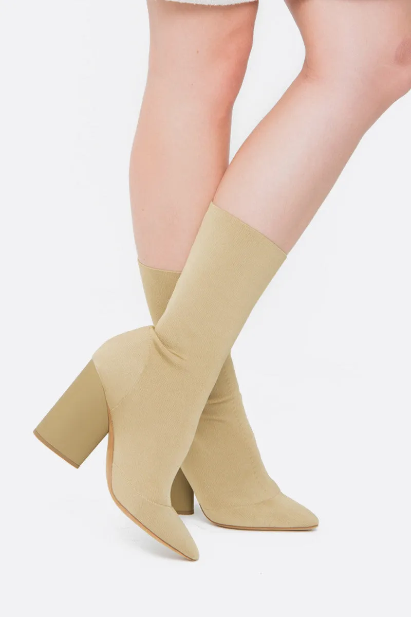 BEIGE KNIT BOOTS