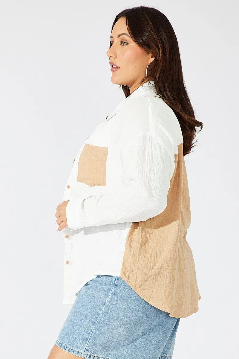 Beige Relaxed Shirt Long Sleeve