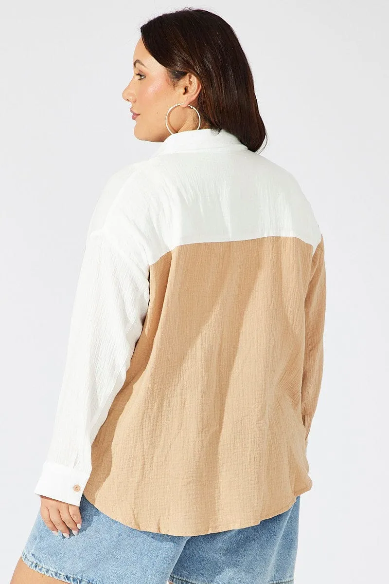 Beige Relaxed Shirt Long Sleeve