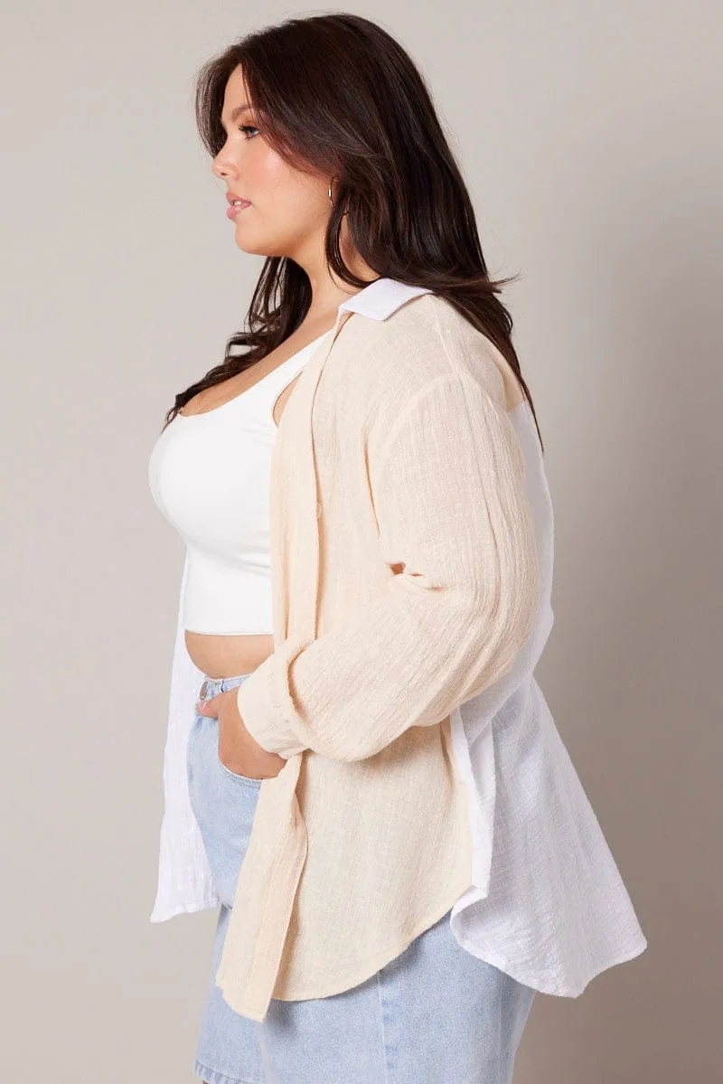 Beige Relaxed Shirt Long Sleeve