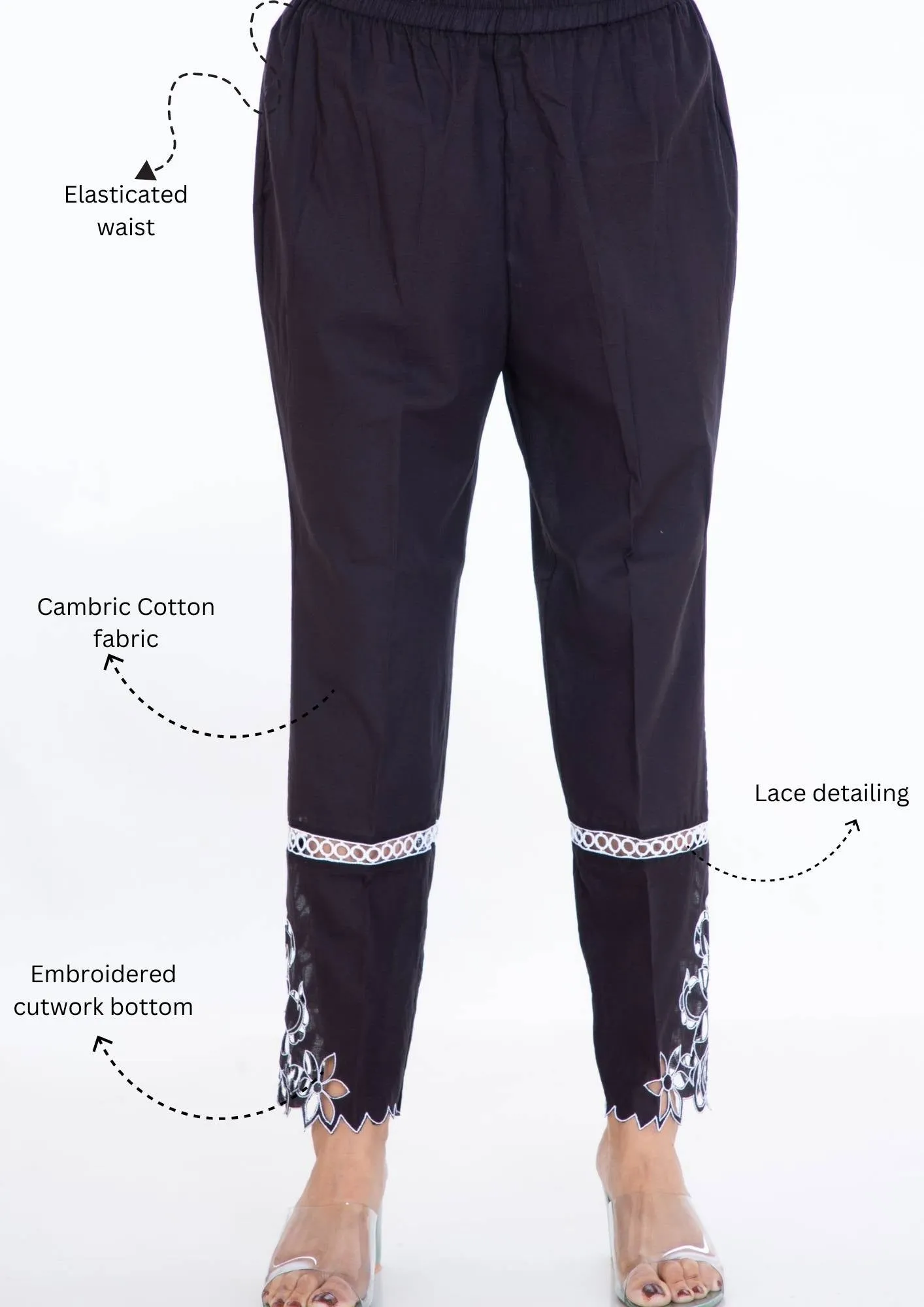 Black Cut Work Pants