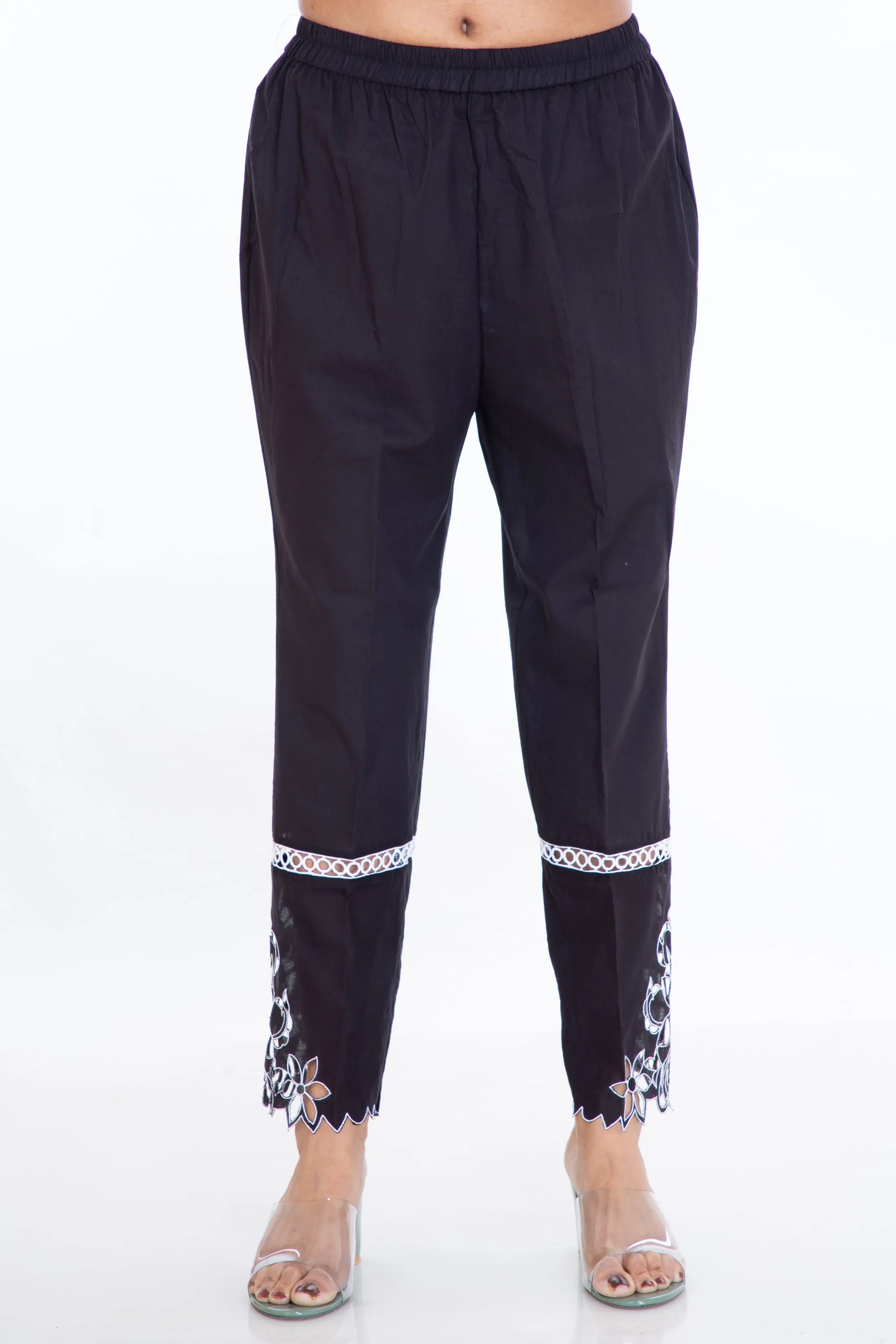 Black Cut Work Pants