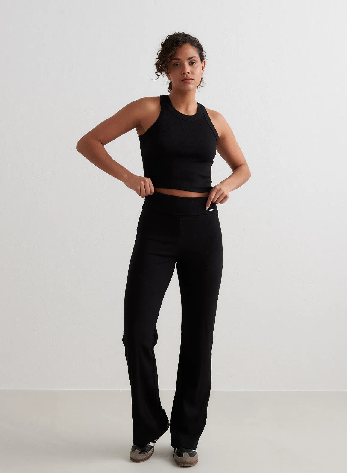 Black Ease Ribbed Pants