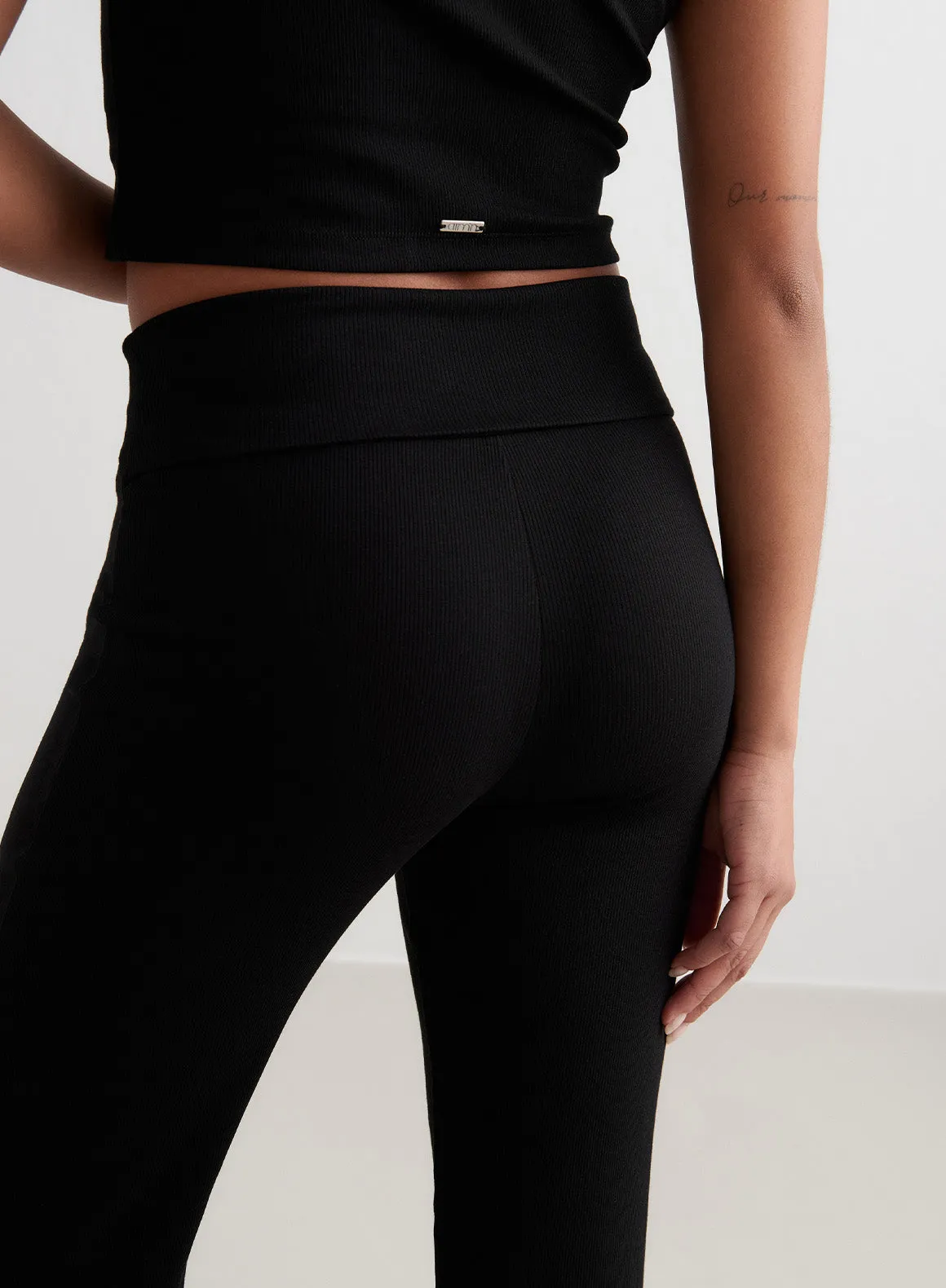 Black Ease Ribbed Pants