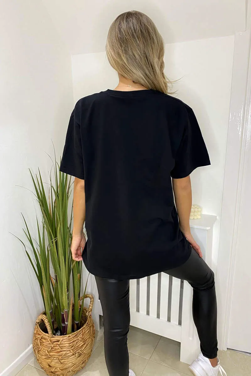 Black Essential Slogan Oversized Tee