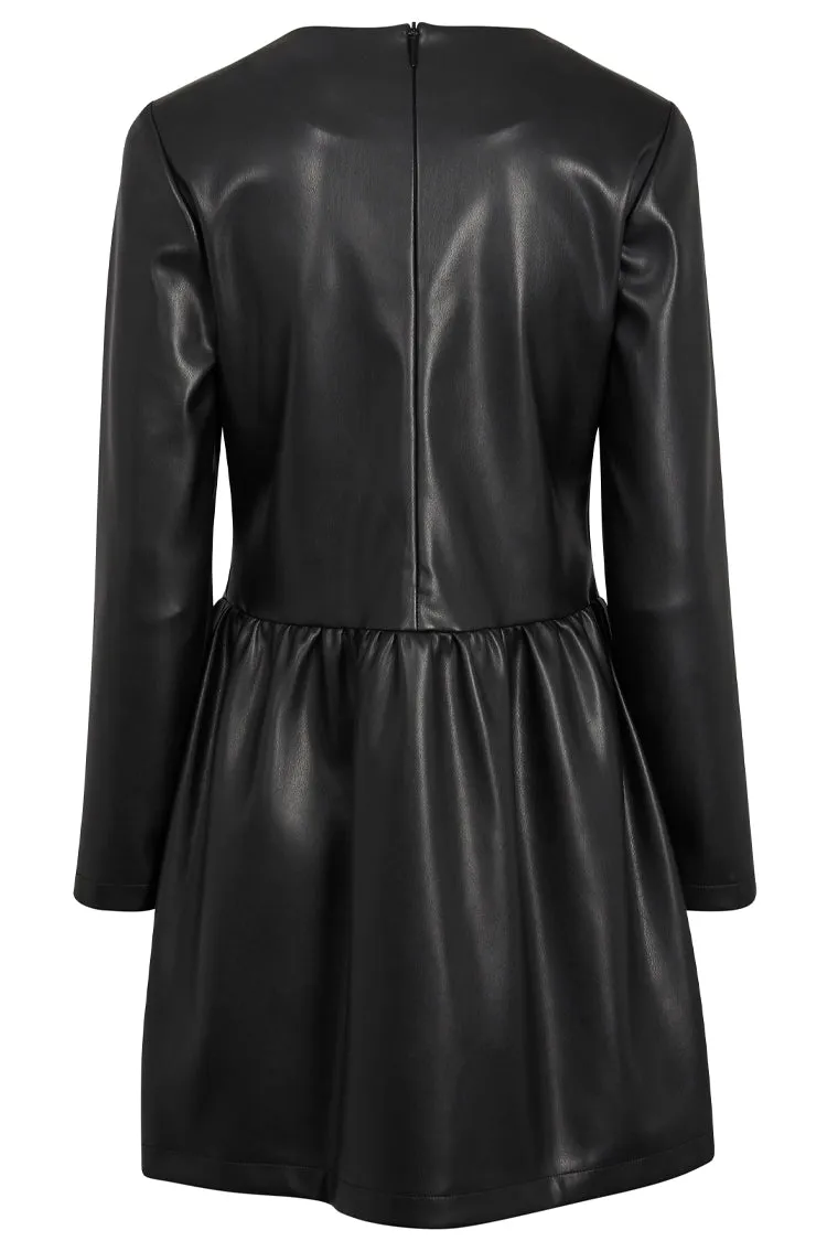 Black Vegan Leather Kirsty Dress