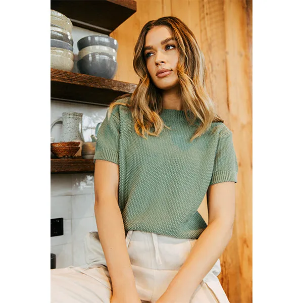 Blair Short Sleeve Knit - Sage Green