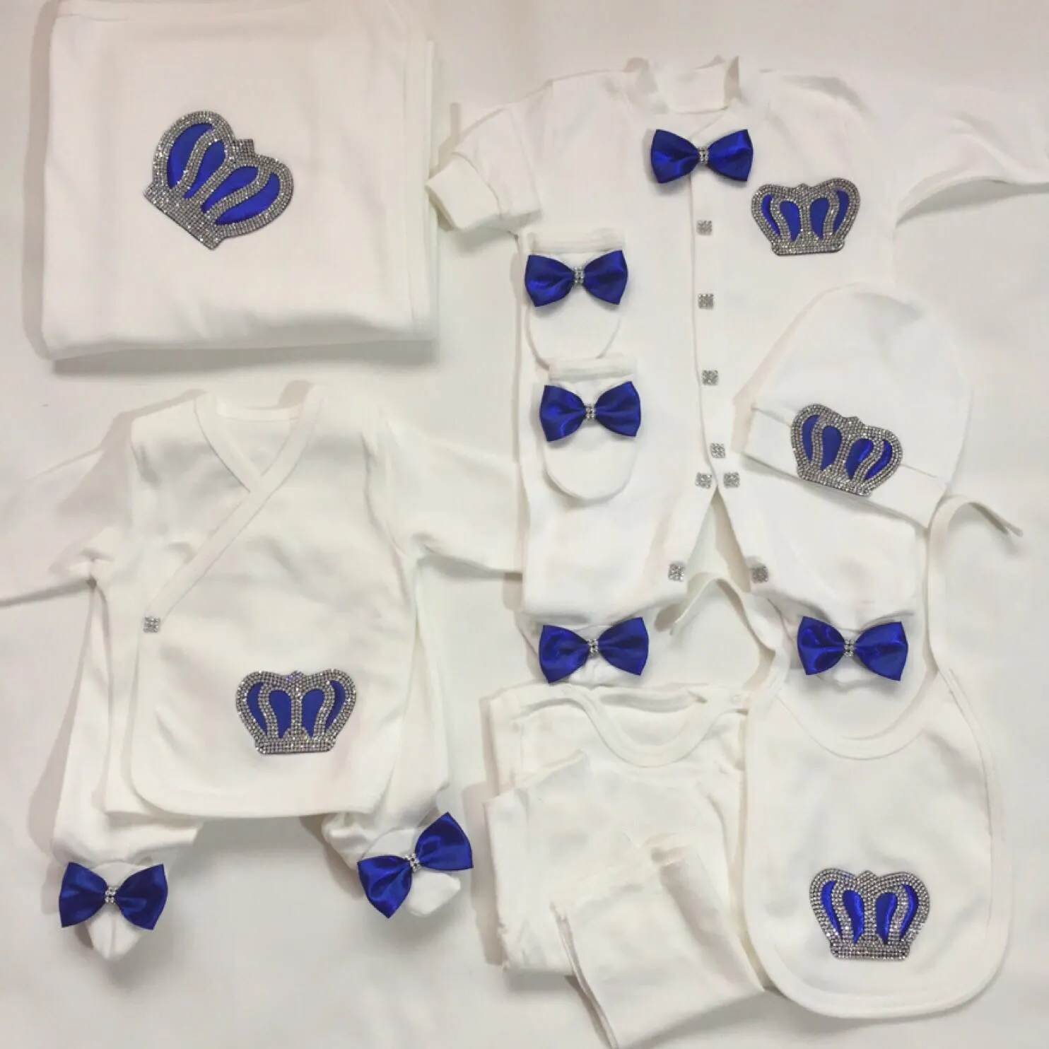 Blue Crown Jeweled Layette 10pcs