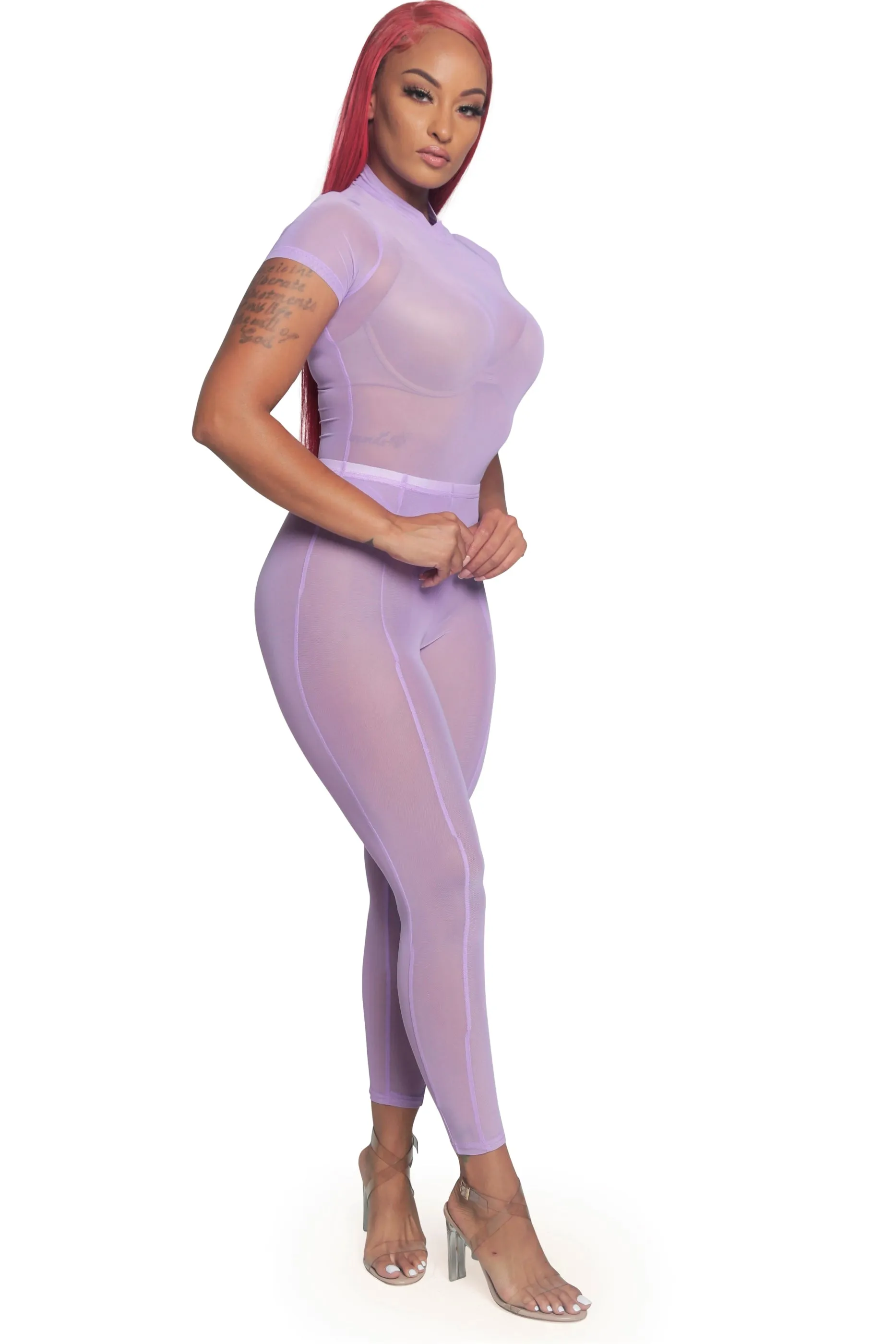 Bossy Babe Mesh Bodysuit Pants Set