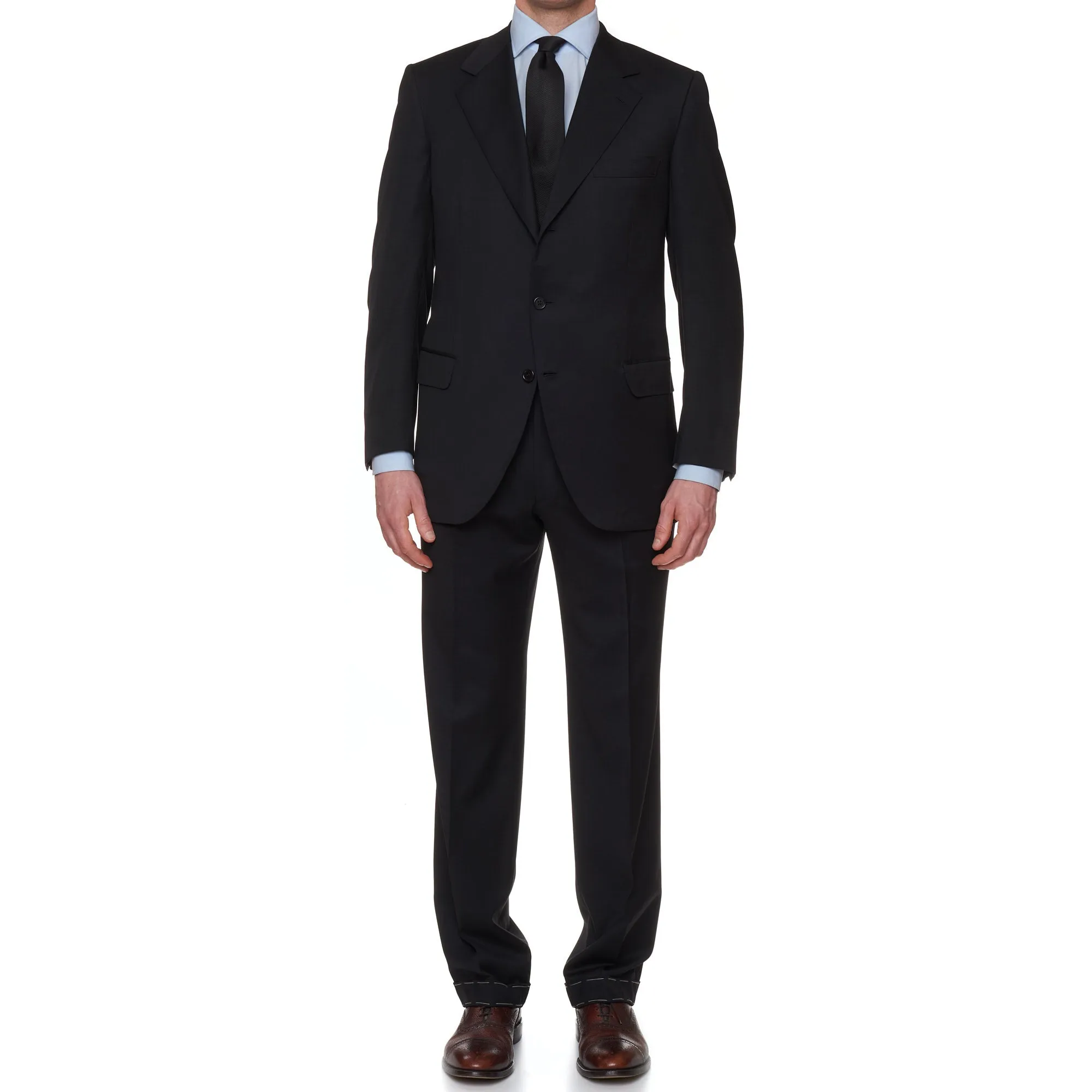 BRIONI "CATONE" Handmade Black Luxury Wool Suit EU 60 NEW US 50