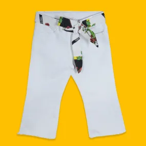 C1814 MS-ORG  Stretchable Rough Bottom 5-Pocket White Denim Pant