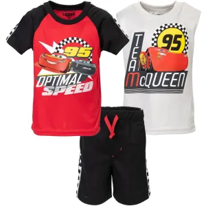 Cars Pixar Cars Lightning McQueen T-Shirt Tank Top and Mesh Shorts 3 Piece Outfit Set