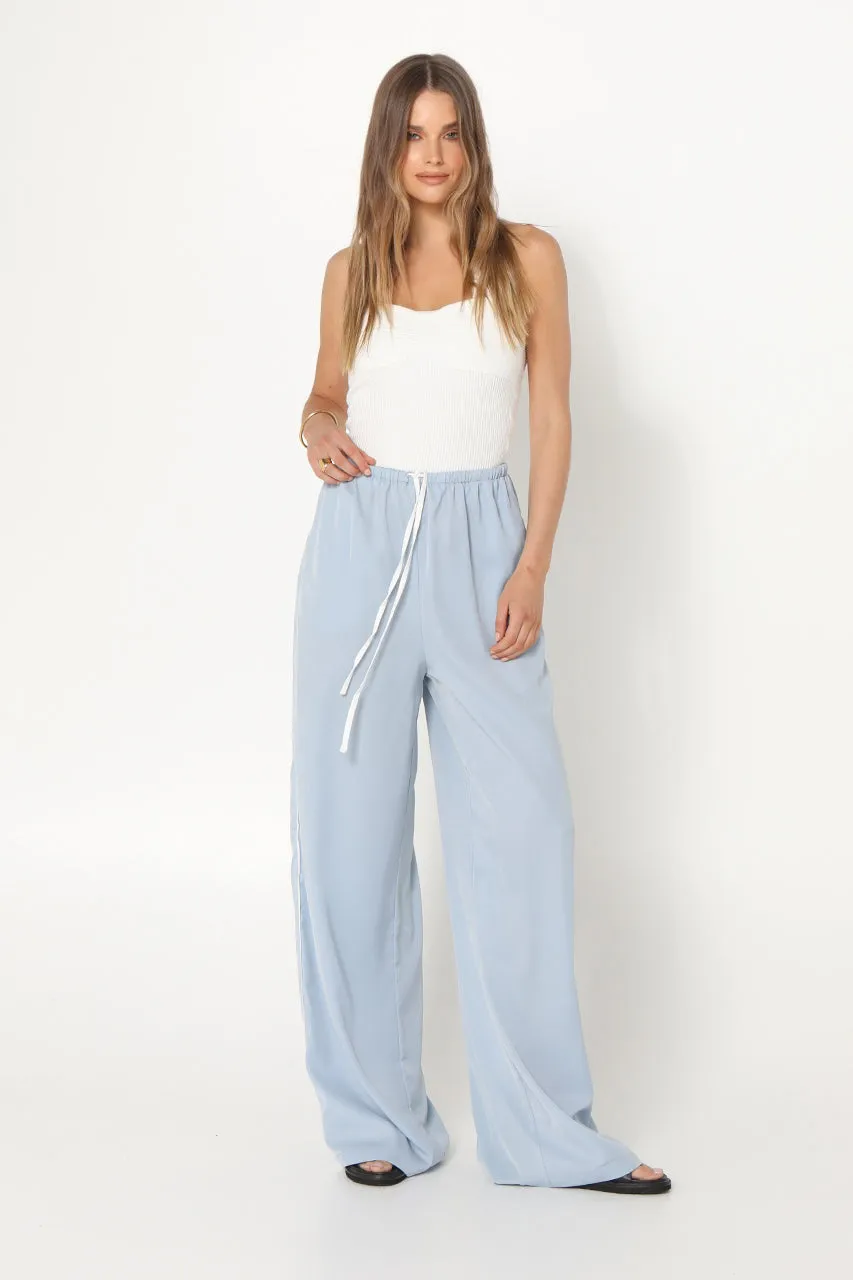 Clara Pants | Ocean/White