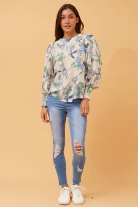 CLASSIC BALLOON SLEEVE FLORAL TOP