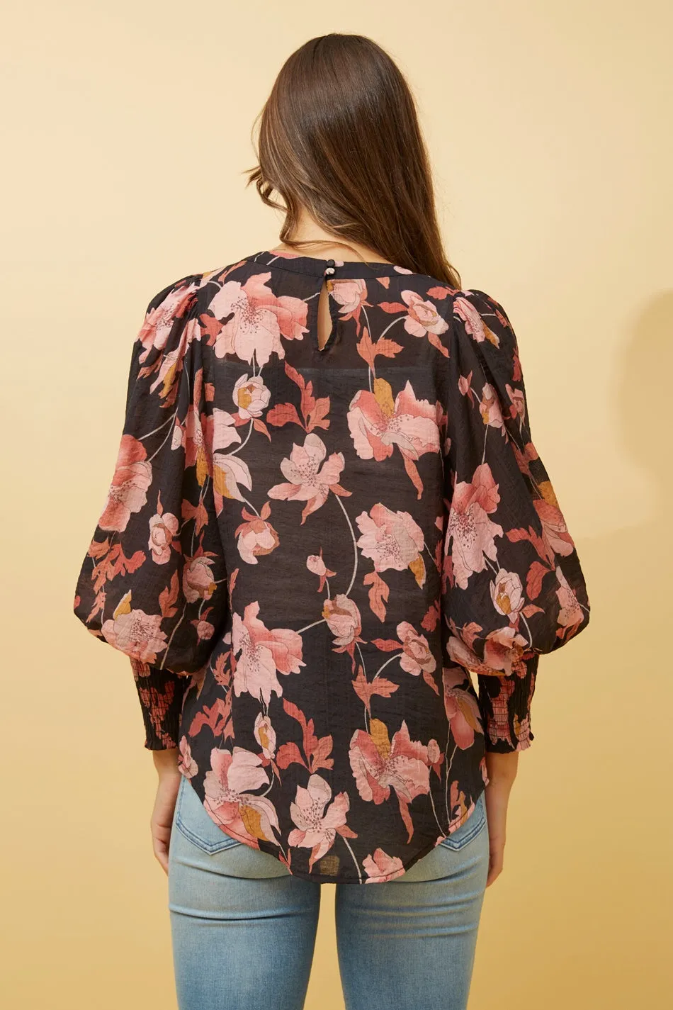 CLASSIC BALLOON SLEEVE FLORAL TOP