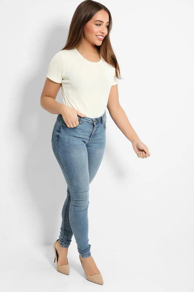 Classic Blue Curved Back Push Up Jeans