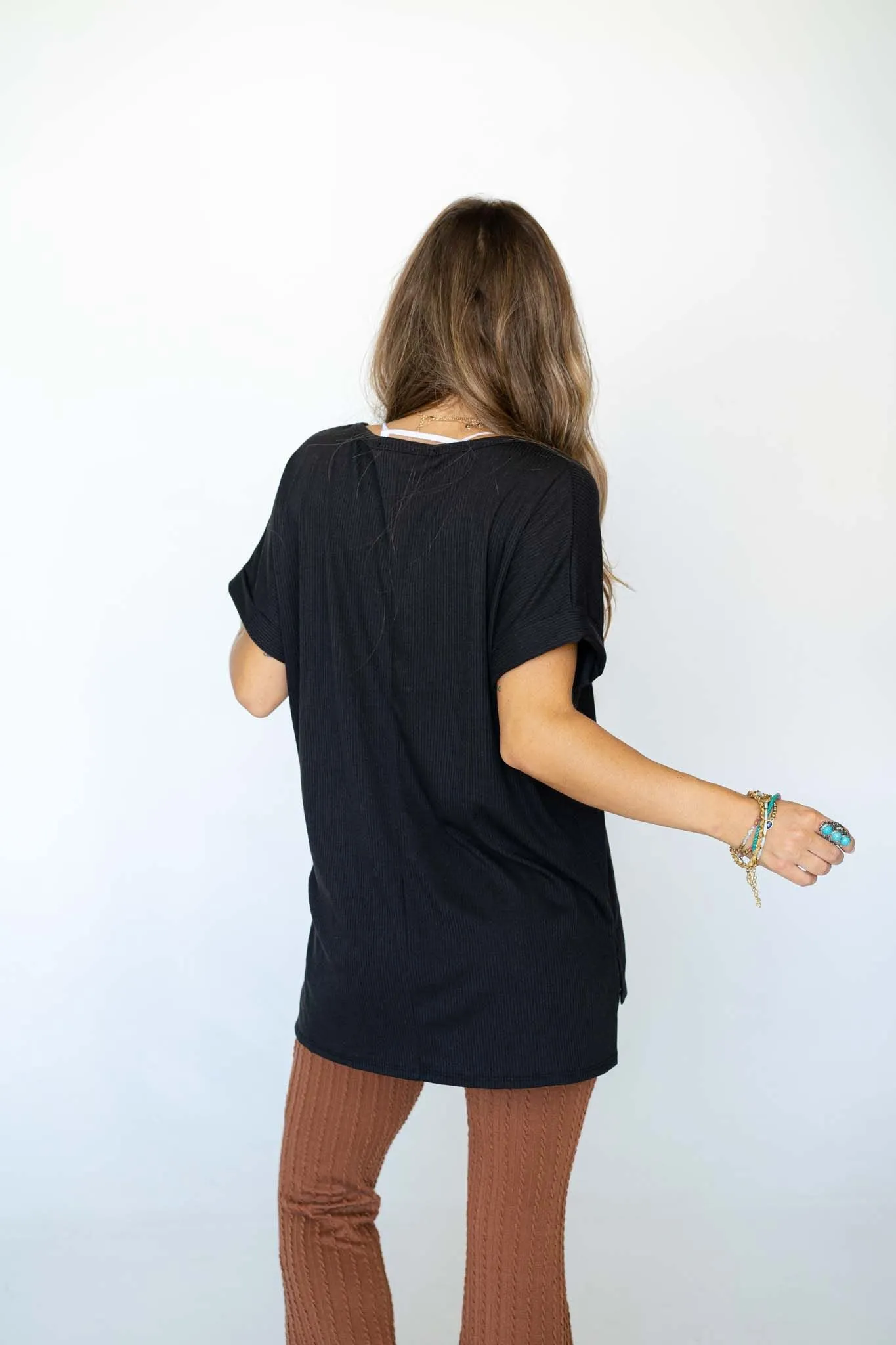 Classic V Neck Top - Black