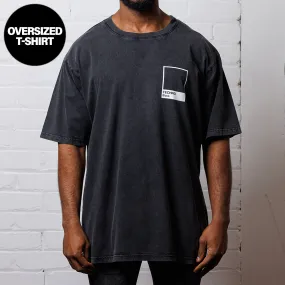 Crest Techno Black  - Oversized Tshirt - Stone Washed Black