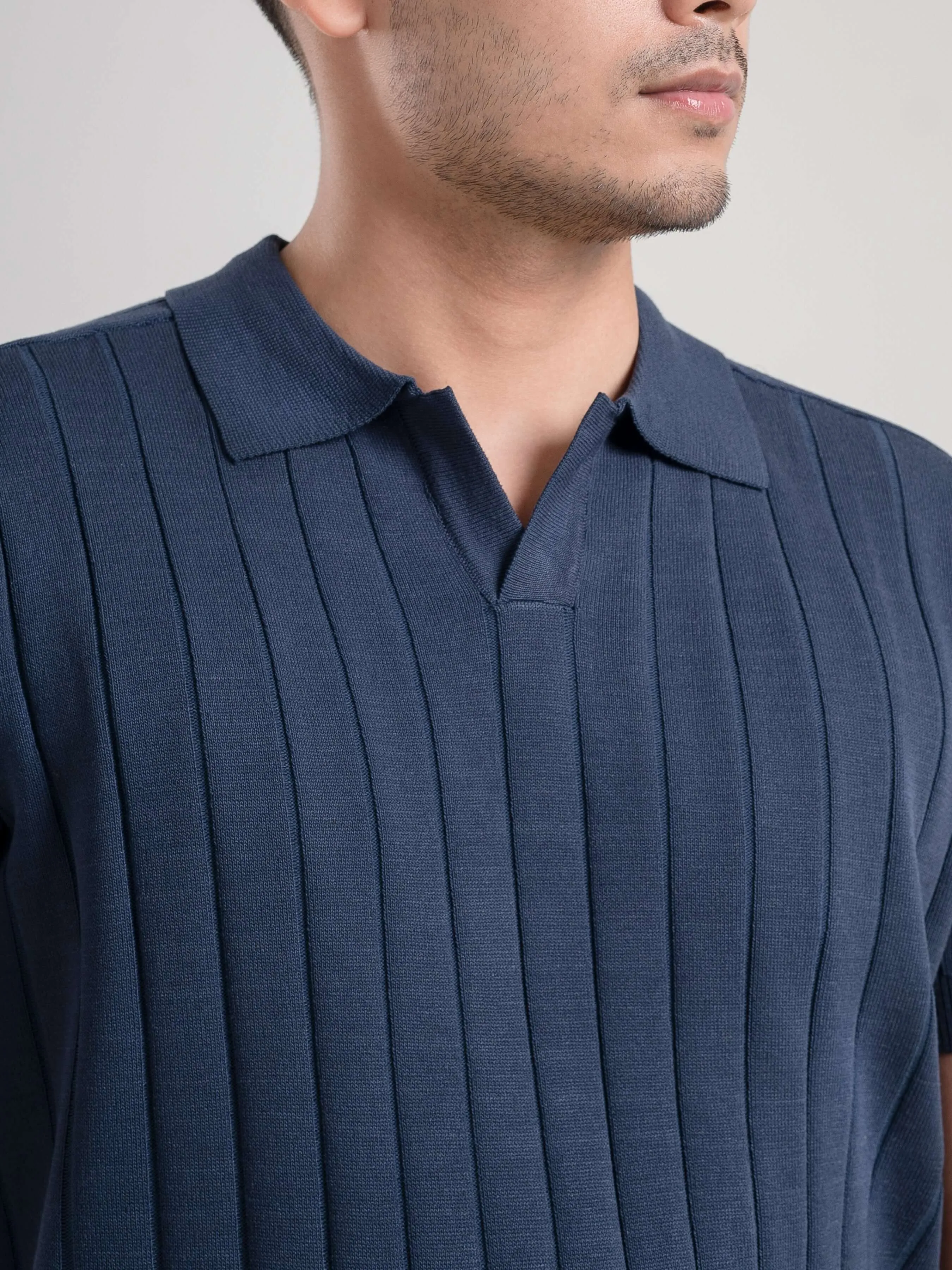 Dylan Knit Tee - Navy Blue