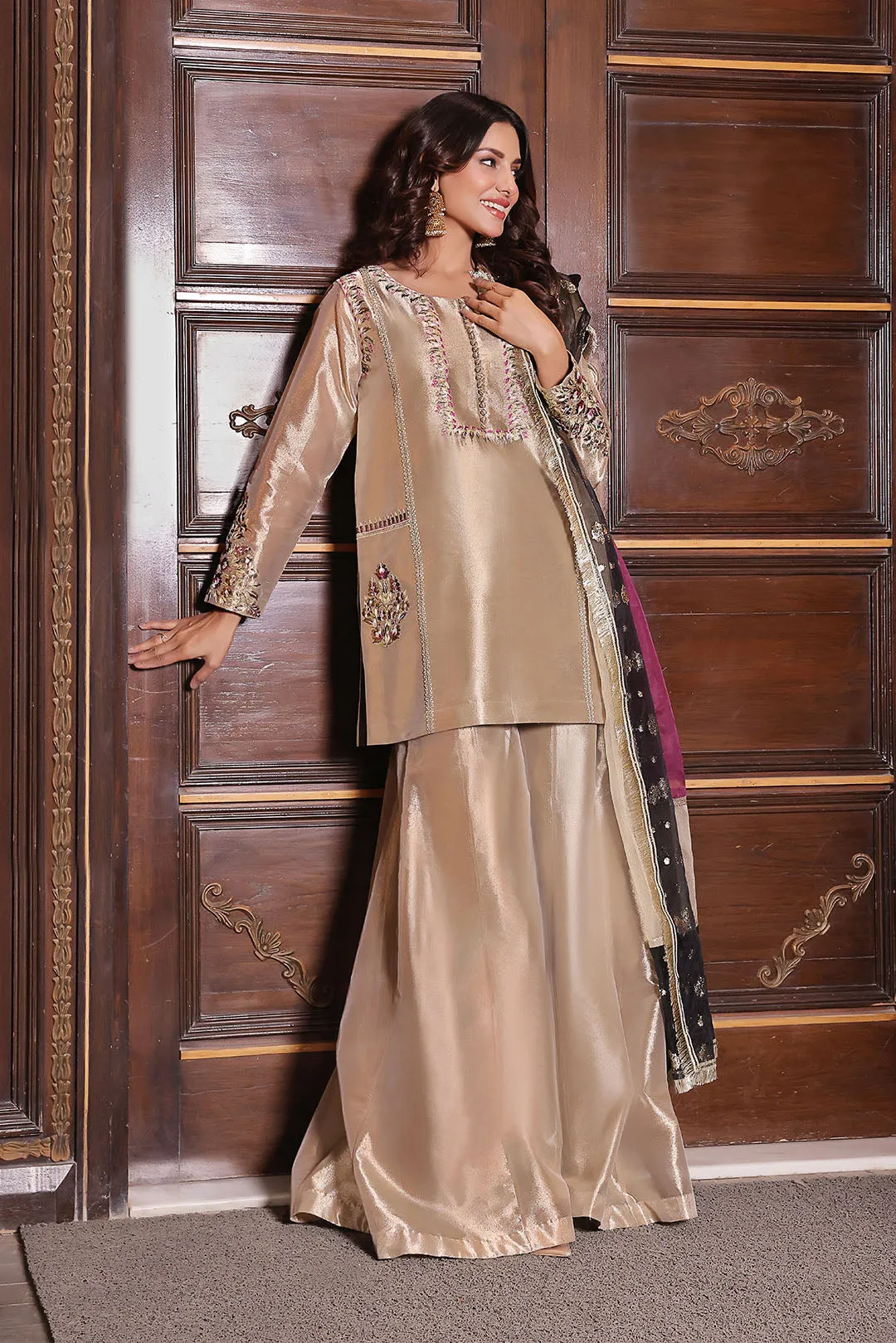 Embroidered Brocade Plazo Suit | New Arrivals | P202353