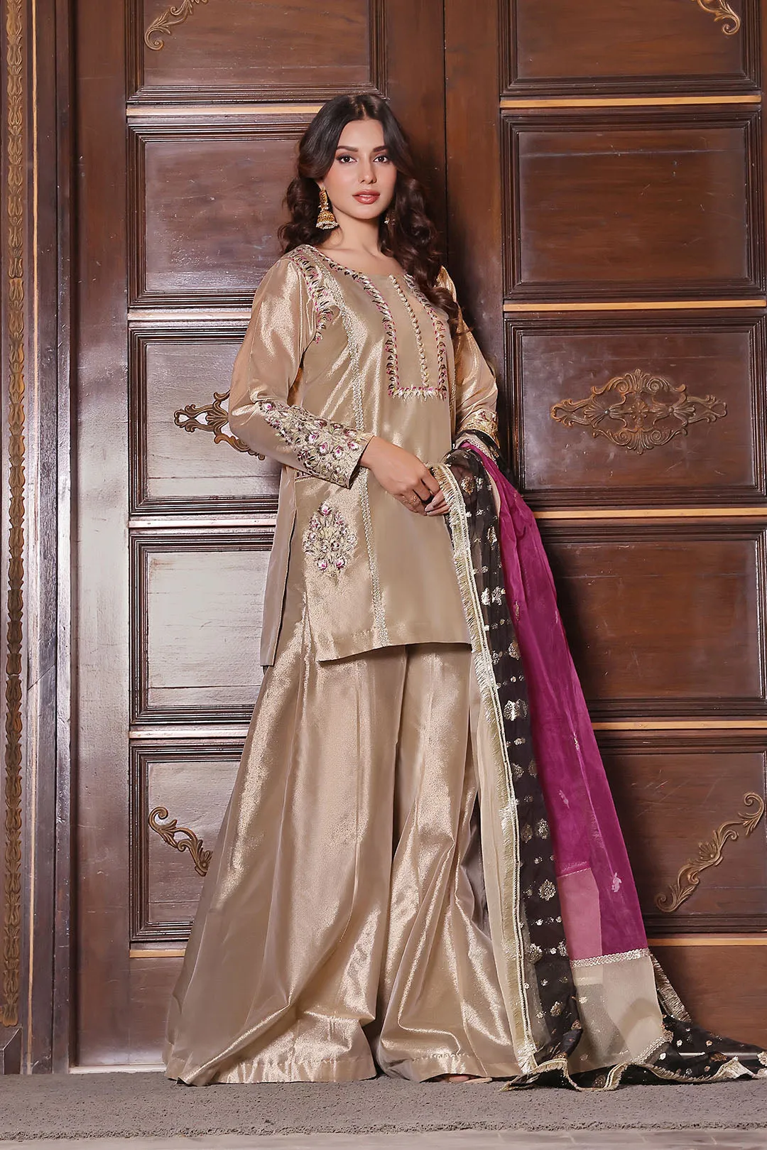 Embroidered Brocade Plazo Suit | New Arrivals | P202353