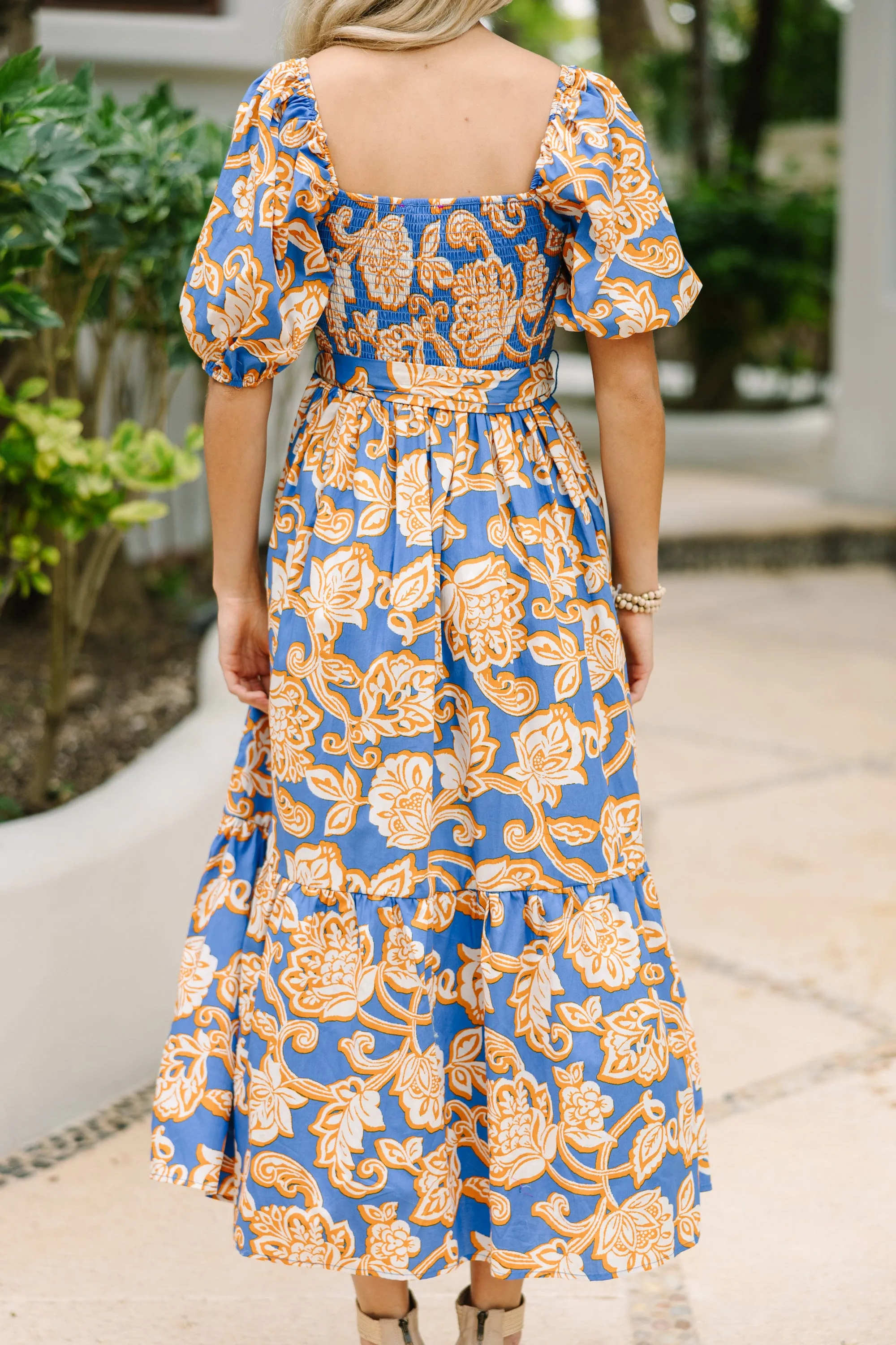 Feeling Bold Blue Floral Maxi Dress