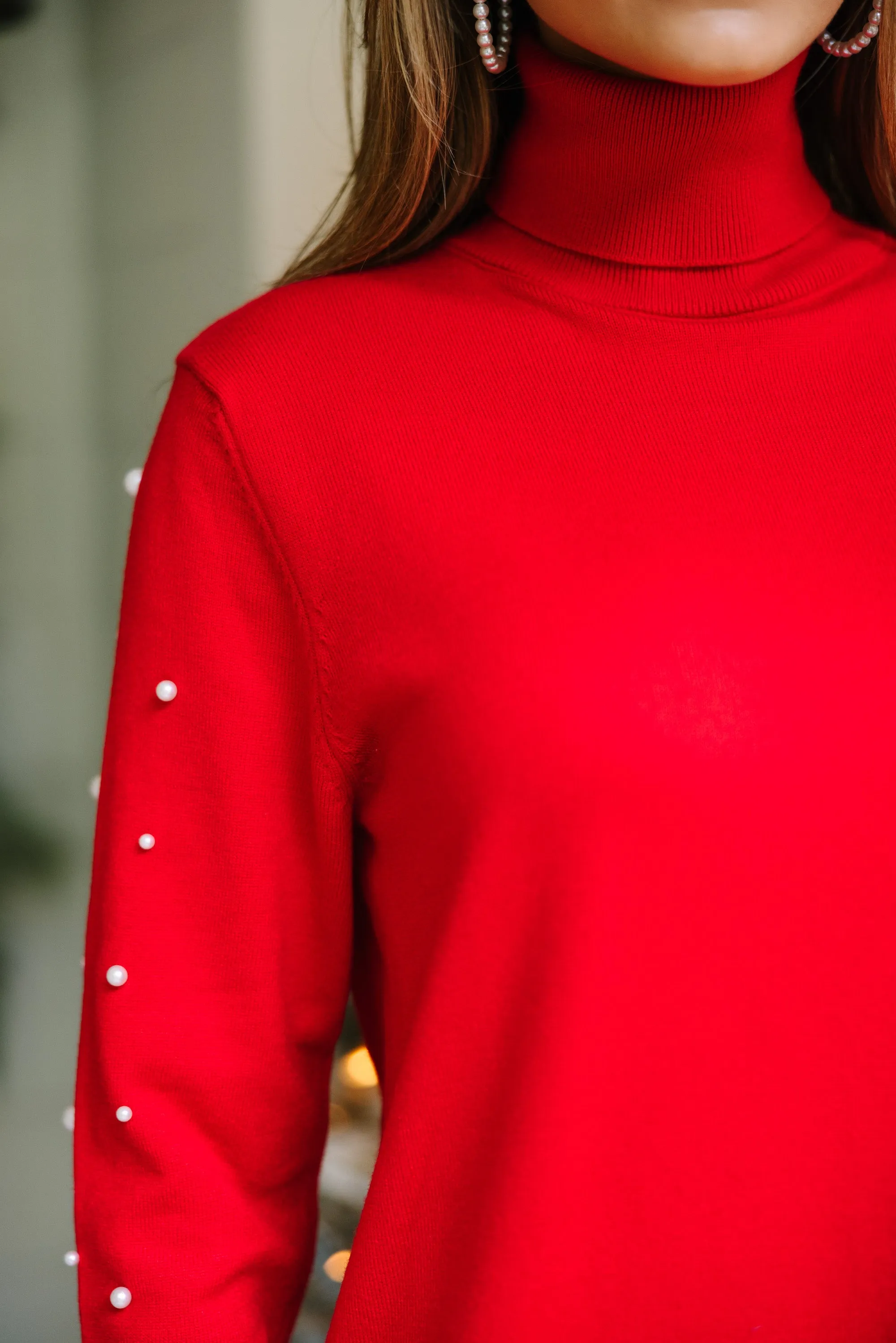 Feeling The Love Red Embellished Sweater Dress