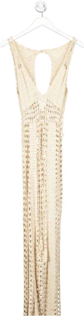 Flook The Label Nude Flook Maxi Crochet Beach Dress Luana UK XS