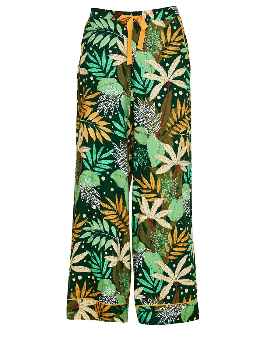 Gabrielle Palm Leaf Print Wide Leg Pyjama Bottoms