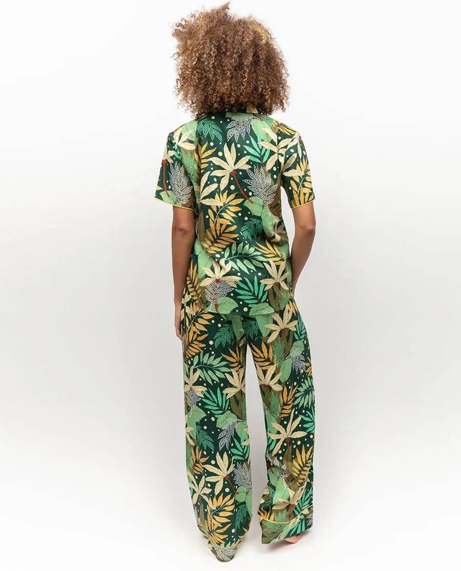 Gabrielle Palm Leaf Print Wide Leg Pyjama Bottoms