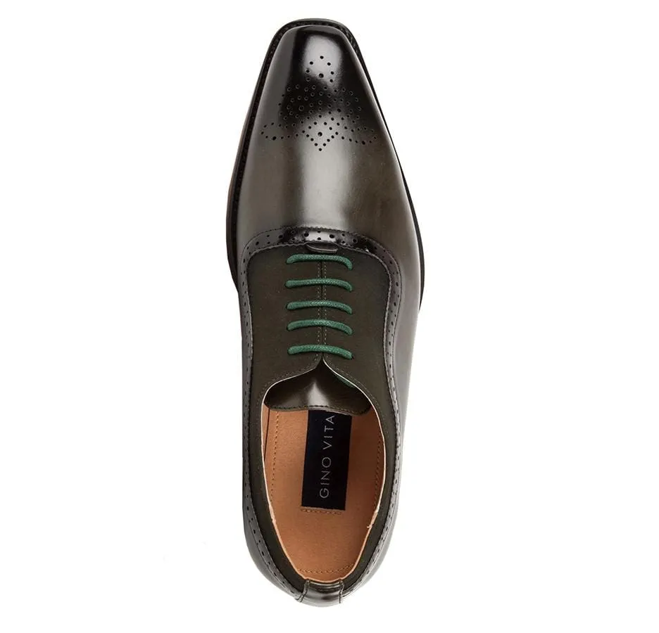 Gino Vitale Men's Lace Up Medallion Toe Dress Shoes