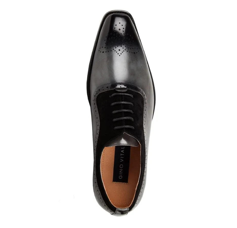 Gino Vitale Men's Lace Up Medallion Toe Dress Shoes