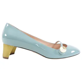 Gucci Blue Patent Arielle Pumps with Pearl and Gold Heel - 40