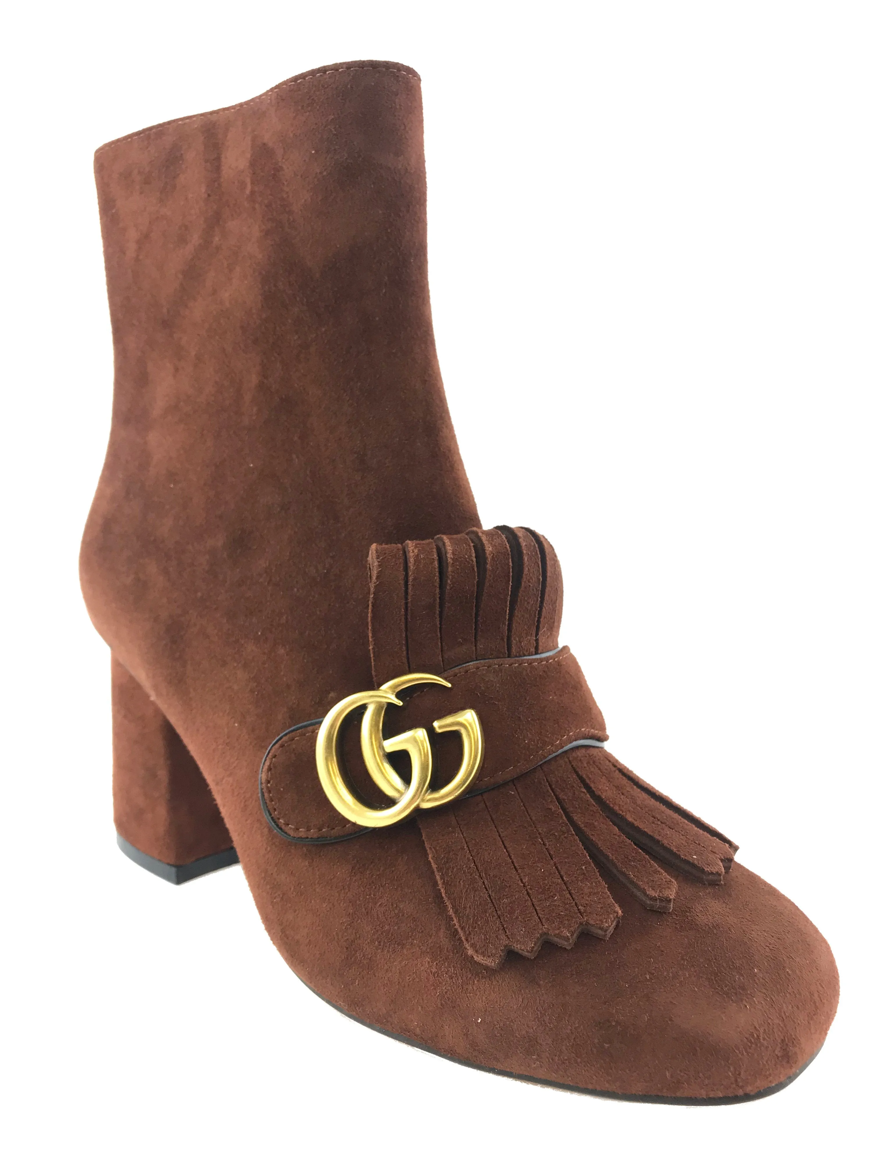 Gucci Marmont GG Suede Block-Heel Ankle Boots Size 9