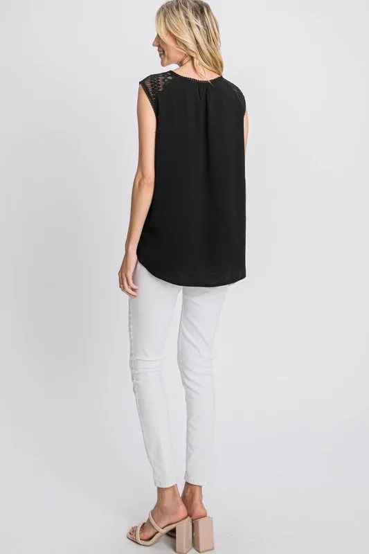 Hailey & CO Sleeveless Top with Lace Detail