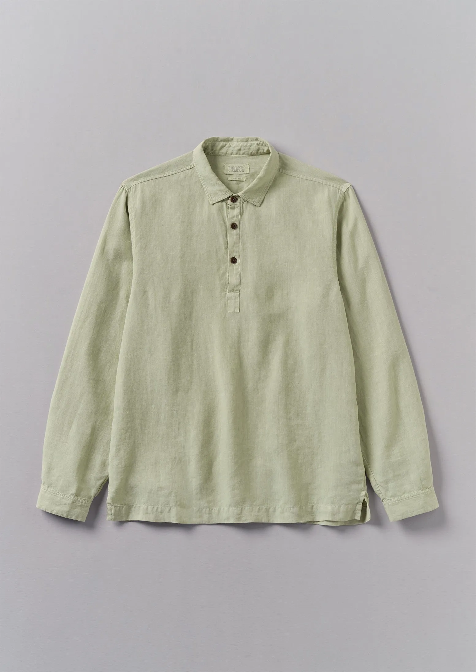 Half Placket Linen Shirt | Pebble