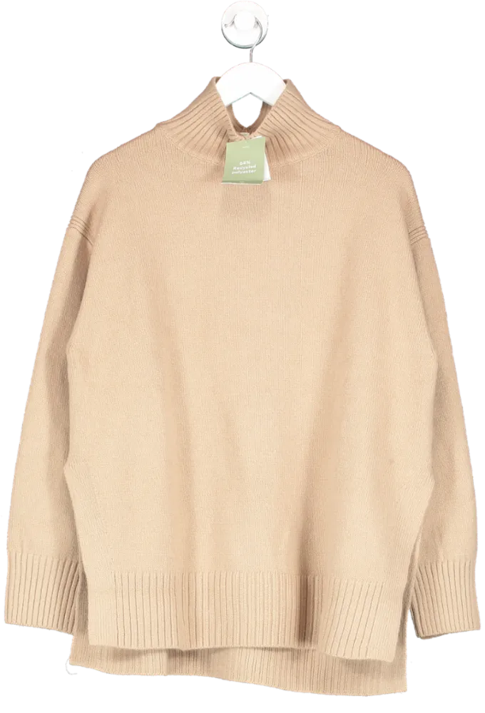 H&M Beige Oversized Polo Neck Jumper UK M